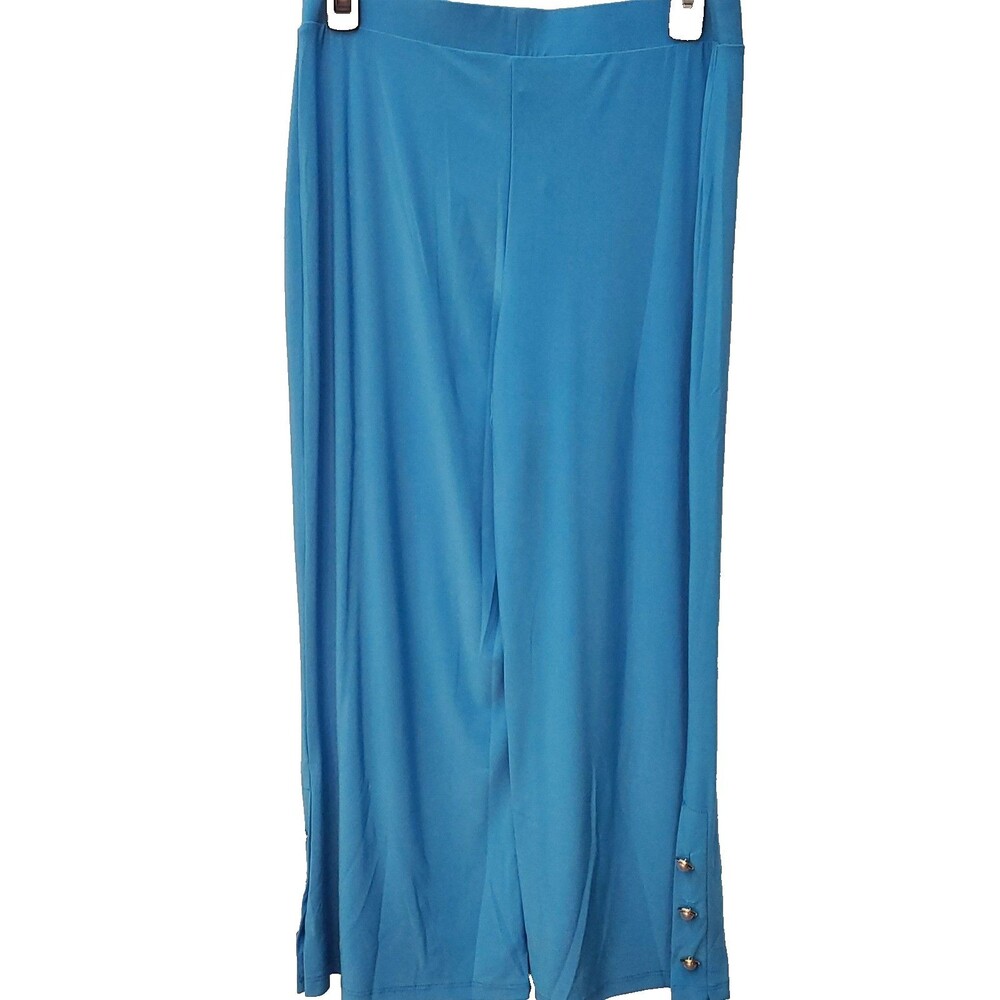 Curations X Debbie Denmon Aqua Blue Crop Flare Button Ankle Size M